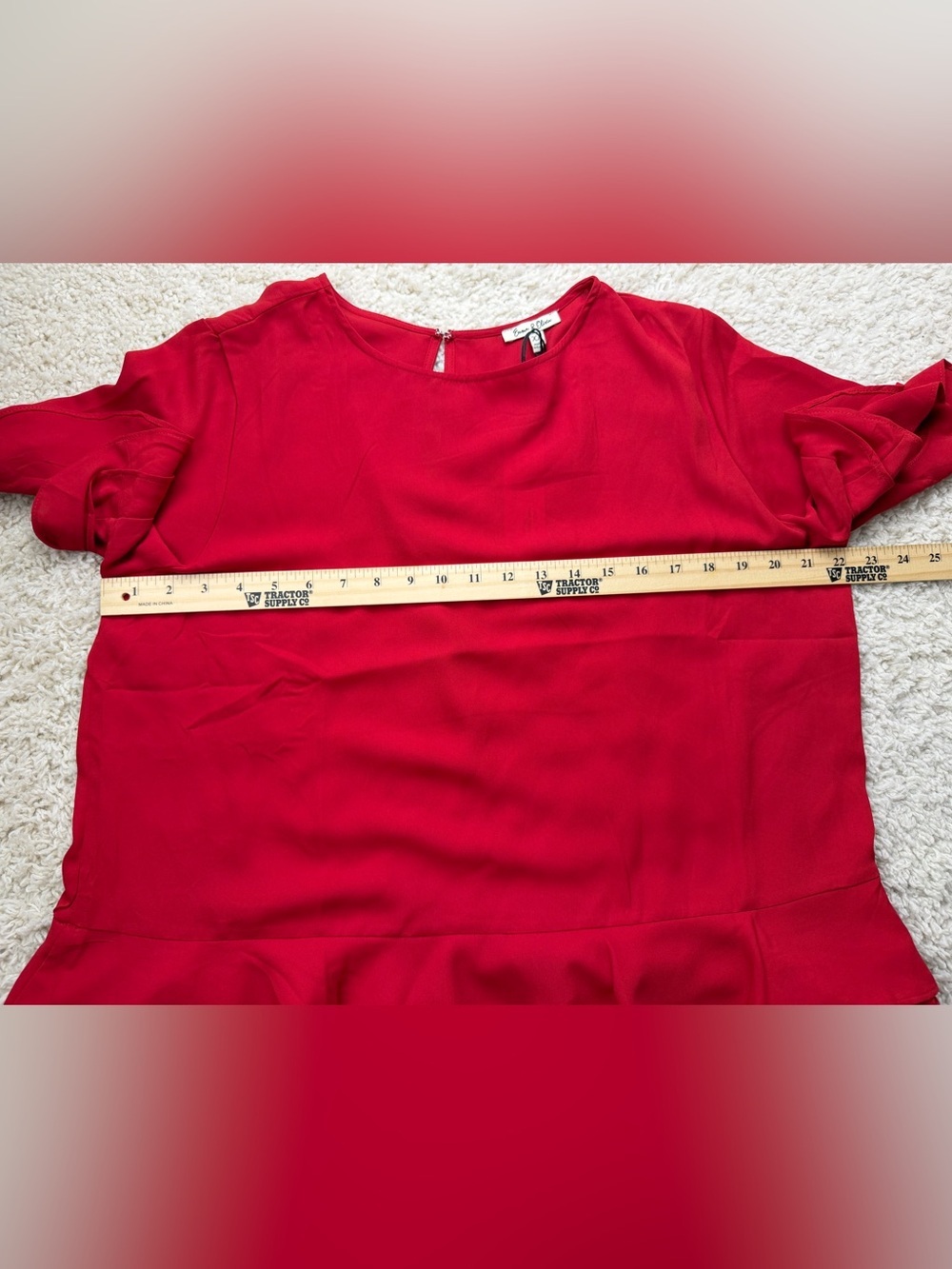 Women's XL Red Ruffle Hem Top NWT - Picture 5 of 6
